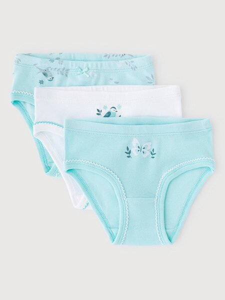 Набор трусиков Девочкам Crockid Белый; Мятный Птички (фото 1)