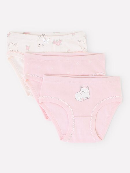Набор трусиков Девочкам Crockid Бежевый; Розовый Котики (фото 1)