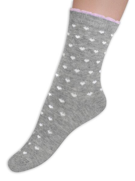Носки Девочкам Para socks Серый меланж Сердечки (фото 1)