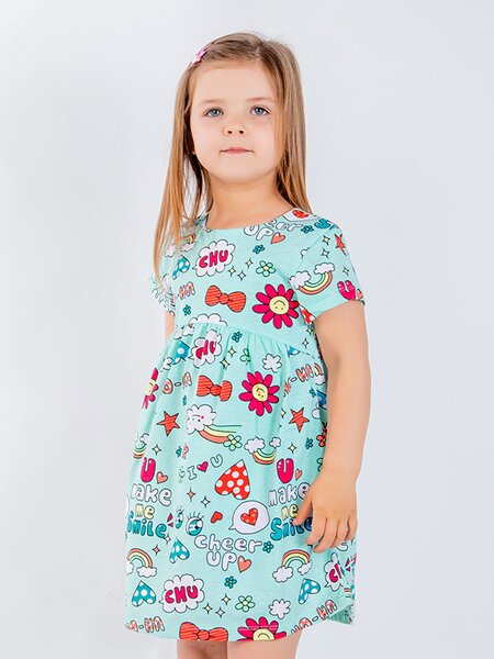 Платье Девочкам Юлала Мятный Надписи (фото 1)