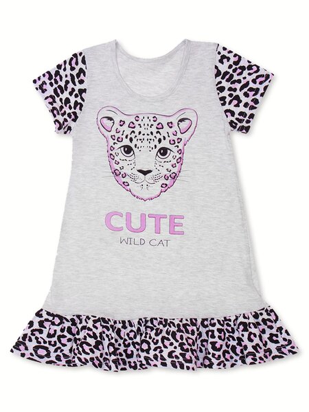 Платье Девочкам Россия Серый меланж Леопард (фото 1)
