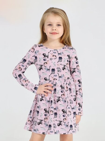 Платье Девочкам Россия Розовый Котики (фото 1)