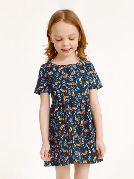 Платье Девочкам Россия Синий тёмный Лисички (фото 1)