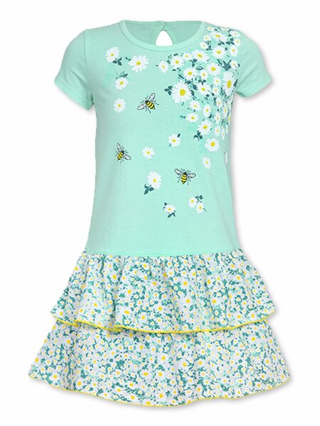 Платье Девочкам Лунёва Мятный Цветы (фото 1)