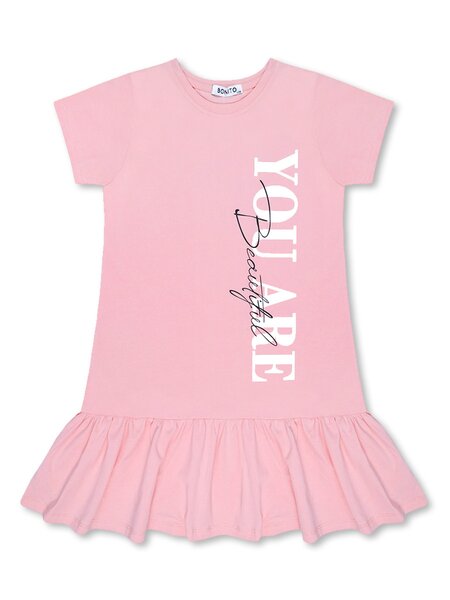 Платье Девочкам Bonito Персиковый Надпись (фото 1)