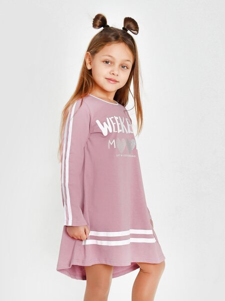 Платье Девочкам Ивашка Пудра Надпись (фото 1)