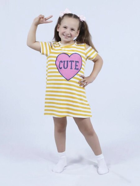 Платье Девочкам Bonito Белый; Горчичный Сердце (фото 1)
