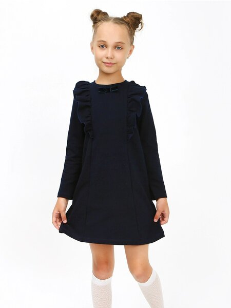 Платье Девочкам Kip Чернильный Без рисунка (фото 1)
