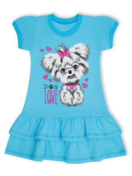 Платье Девочкам Россия Голубой Собачка (фото 1)