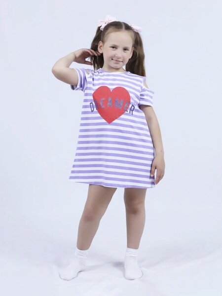 Платье Девочкам Bonito Белый; Сиреневый Сердце (фото 1)