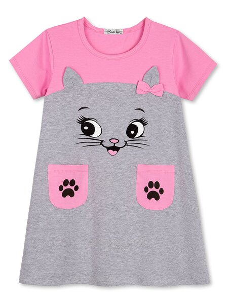 Платье Девочкам Bonito Серый меланж; Розовый Мордочка (фото 1)