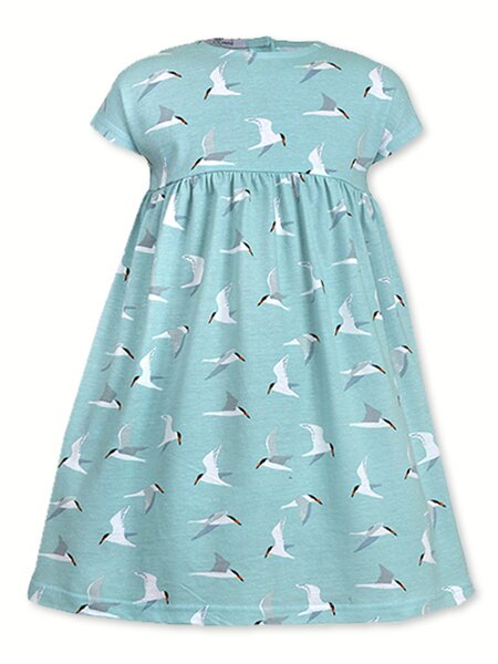 Платье Девочкам Лунёва Серо-голубой Птички (фото 1)