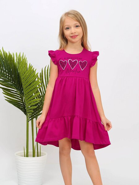 Платье Девочкам Ивашка Малиновый Сердечки (фото 1)