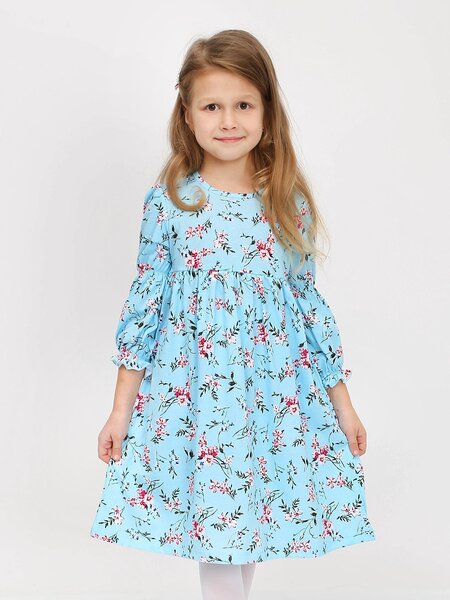 Платье Девочкам Ивашка Голубой Цветы (фото 1)