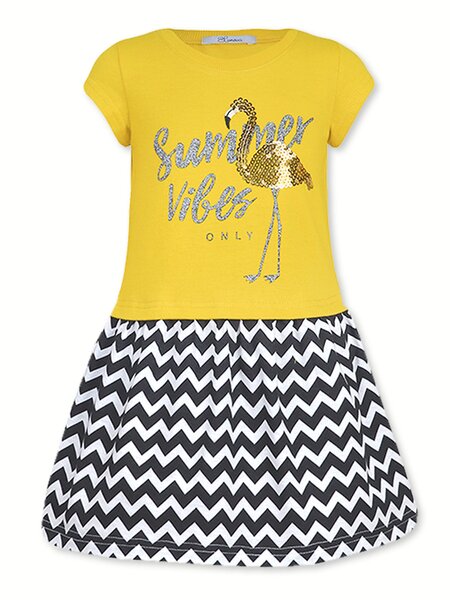 Платье Девочкам Лунёва Горчичный Фламинго (фото 1)