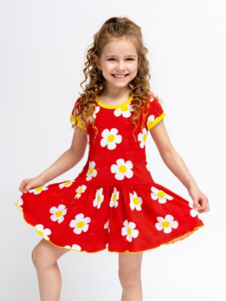 Платье Девочкам Россия Красный Цветы (фото 1)