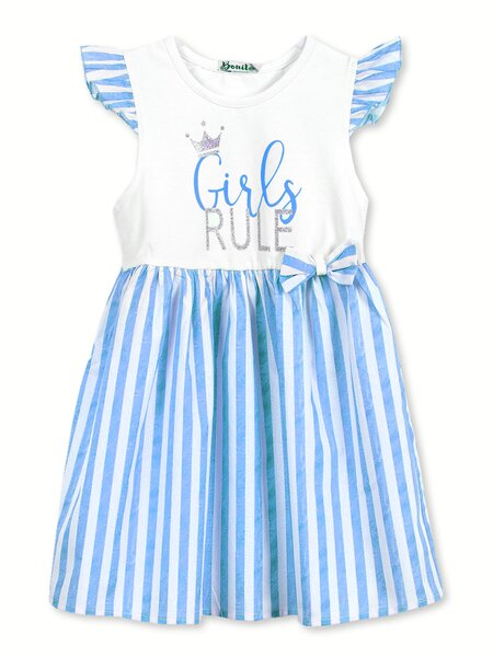 Платье Девочкам Bonito Белый; Голубой Надпись (фото 1)