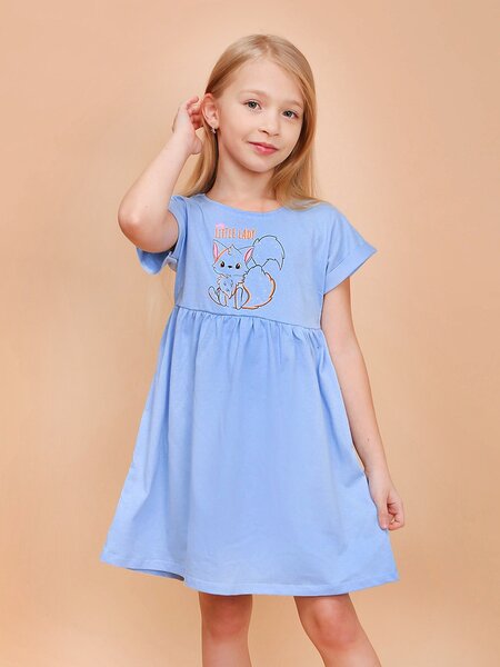 Платье Девочкам Ивашка Синий светлый Белочка (фото 1)