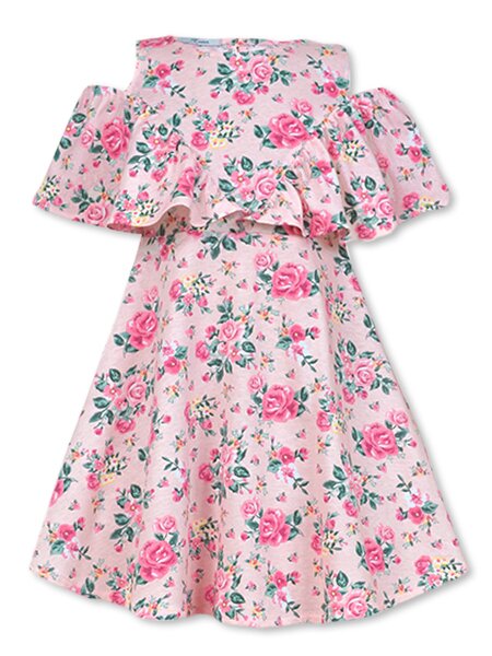 Платье Девочкам Лунёва Розовый светлый Цветы (фото 1)