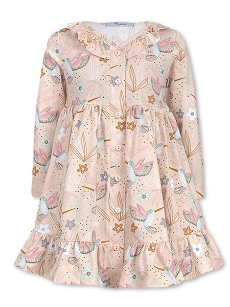 Платье Девочкам Лунёва Бежевый Птички (фото 1)