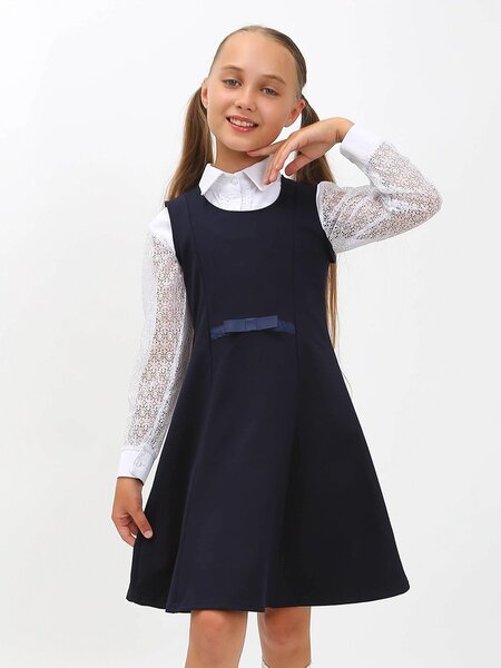 Сарафан Девочкам Kip Чернильный Без рисунка (фото 1)