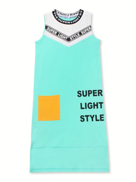 Платье Девочкам Bonito Белый; Мятный Надпись (фото 1)