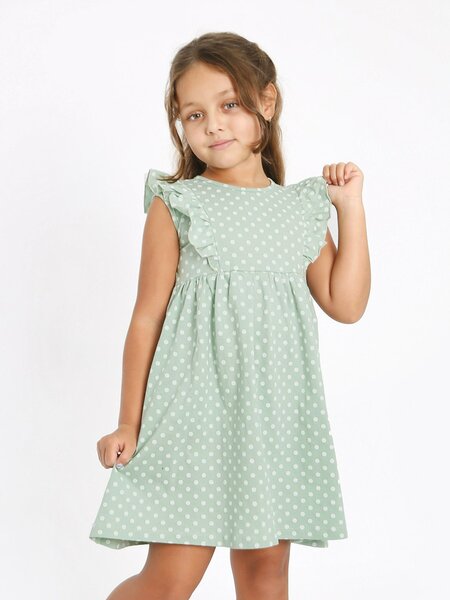 Платье Девочкам Ивашка Оливковый Горох (фото 1)