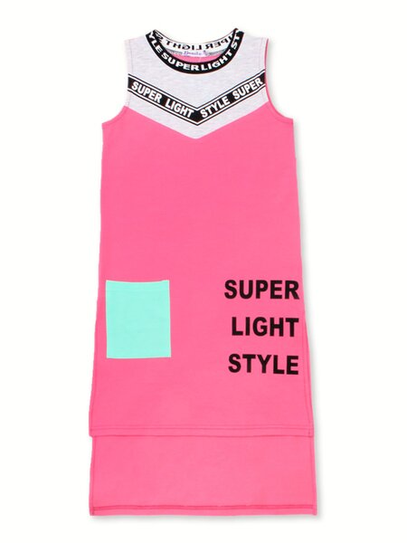 Платье Девочкам Bonito Розовый; Серый меланж Надпись (фото 1)