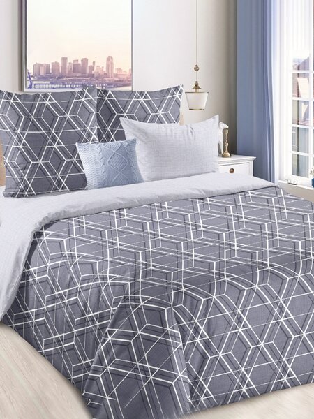 Комплект постельного белья Для дома Россия Серо-синий Геометрия (фото 1)