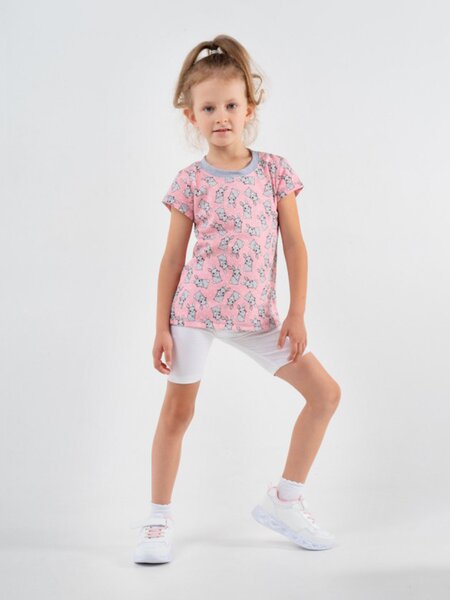 Футболка Девочкам Россия Розовый Зайки (фото 1)