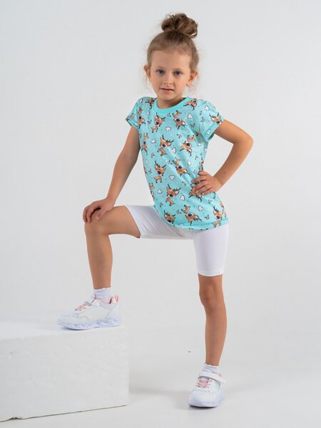 Футболка Девочкам Россия Мятный Олени (фото 1)