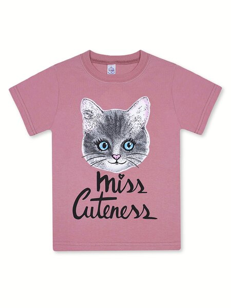 Футболка Девочкам Bonito Пудра Кошка (фото 1)