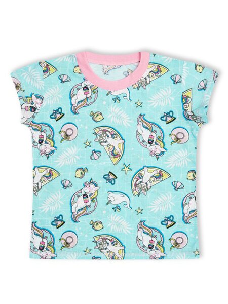 Футболка Девочкам Россия Голубой Единороги (фото 1)