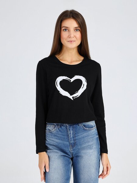 Лонгслив Женщинам Россия Чёрный Сердце (фото 1)