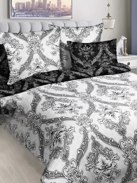 Комплект постельного белья Для дома Россия Белый; Чёрный Узоры (фото 1)