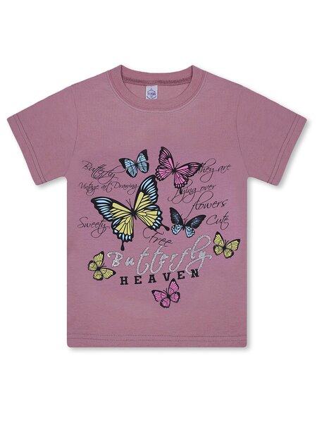Футболка Девочкам Bonito Розовый тёмный Бабочки (фото 1)