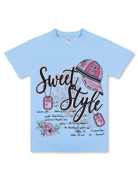 Футболка Девочкам Bonito Голубой Надпись (фото 1)