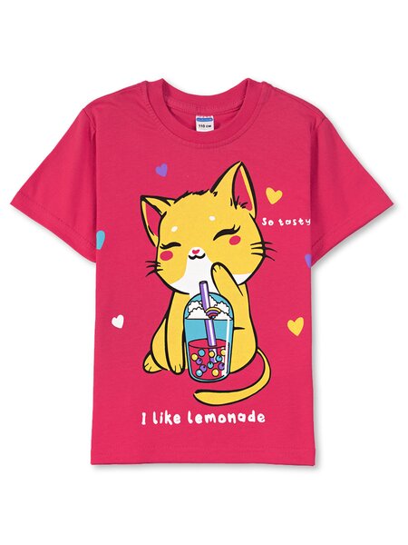 Футболка Девочкам Sladikmladik Коралловый Кошка (фото 1)
