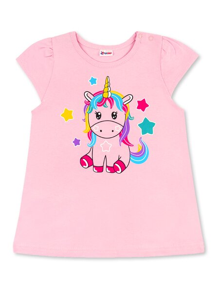 Футболка Девочкам Юлала Розовый светлый Единорог (фото 1)