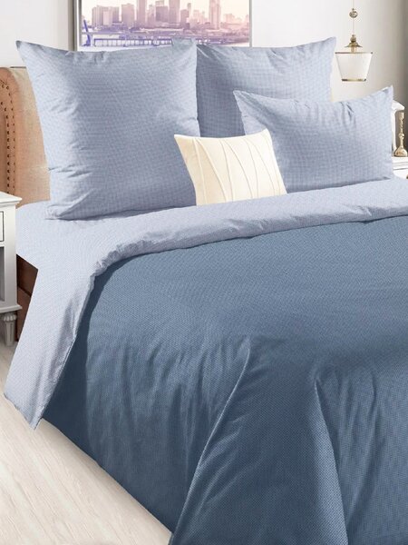 Комплект постельного белья Для дома Россия Синий тёмный Без рисунка (фото 1)