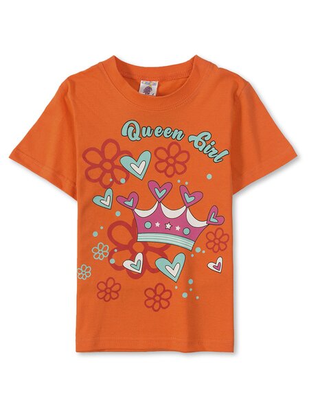 Футболка Девочкам Весёлый супер-слонёнок Оранжевый Надпись (фото 1)