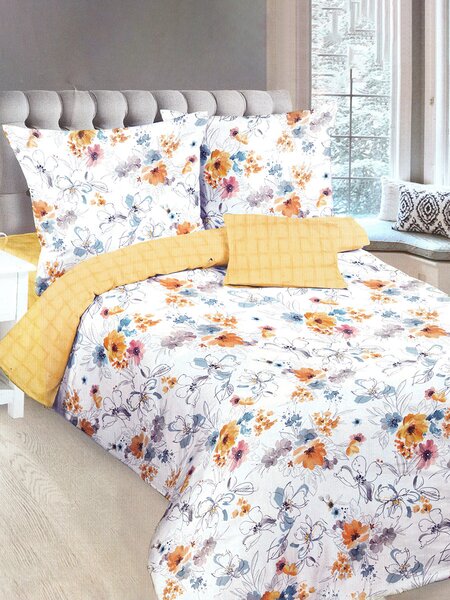 Комплект постельного белья Для дома Россия Белый; Жёлтый Цветы (фото 1)