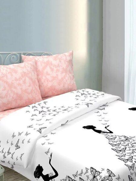 Комплект постельного белья Для дома Россия Розовый бледный Бабочки (фото 1)