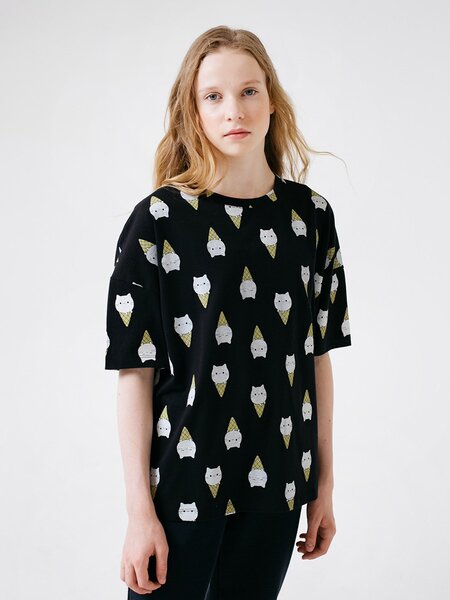 Футболка Девочкам Cubby Чёрный Котики (фото 1)