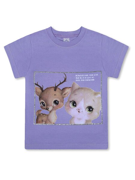 Футболка Девочкам Bonito Сиреневый Зверята (фото 1)