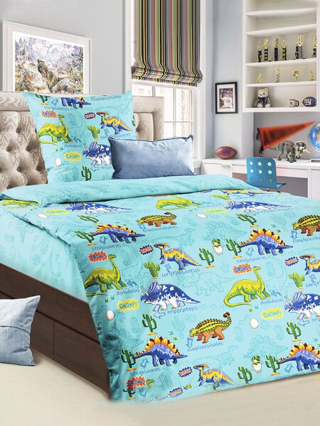 Комплект постельного белья Для дома Россия Голубой Динозавры (фото 1)