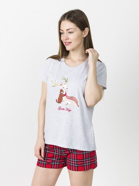Пижама Женщинам Россия Серый меланж; Красный Зверята (фото 1)