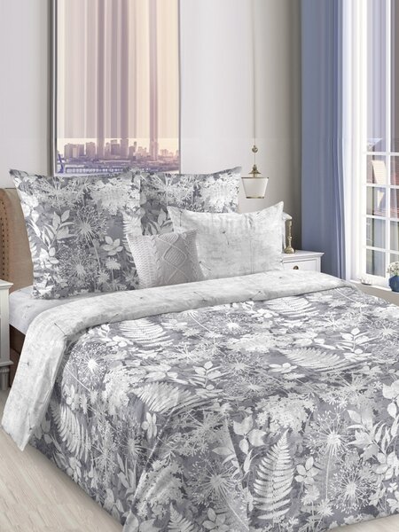 Комплект постельного белья Для дома Россия Серый Листья (фото 1)