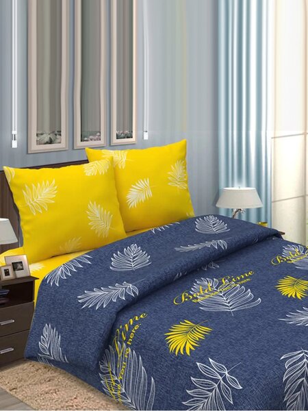 Комплект постельного белья Для дома Россия Чернильный; Жёлтый Листья (фото 1)