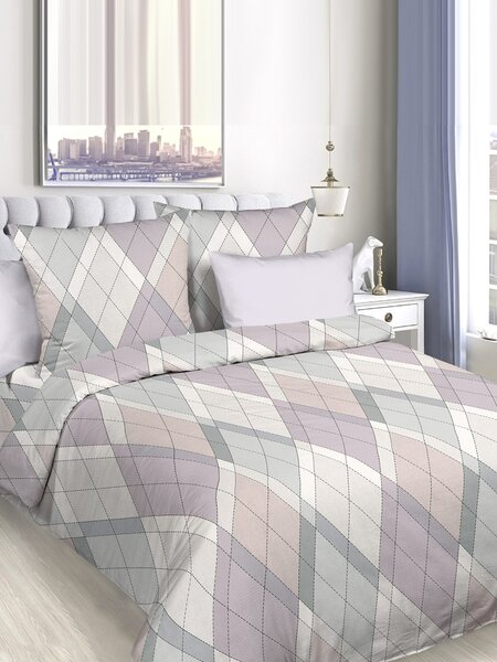 Комплект постельного белья Для дома Россия Зелёный; Коричневый Ромбы (фото 1)